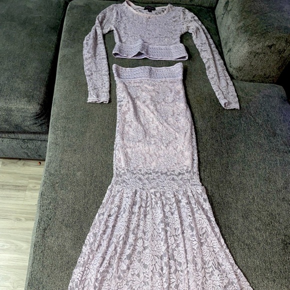 Two piece lace, mermaid style skirt set